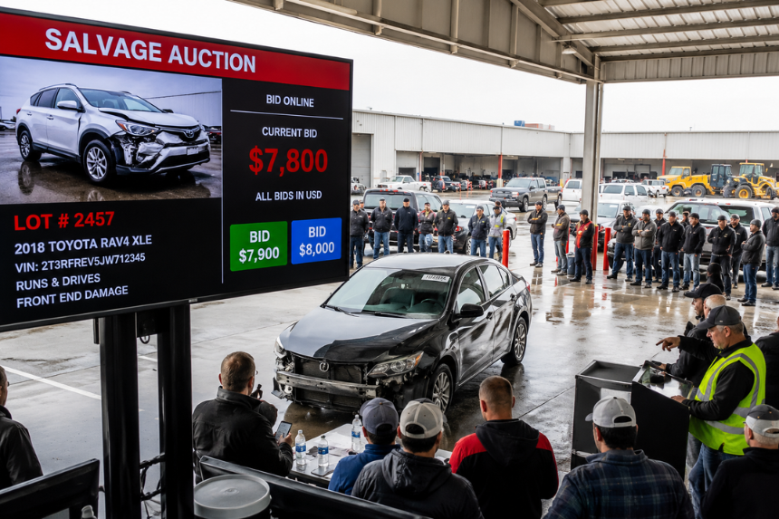 Explore the major trends affecting salvage auction prices, including vehicle shortages, online bidding, and changing market conditions.