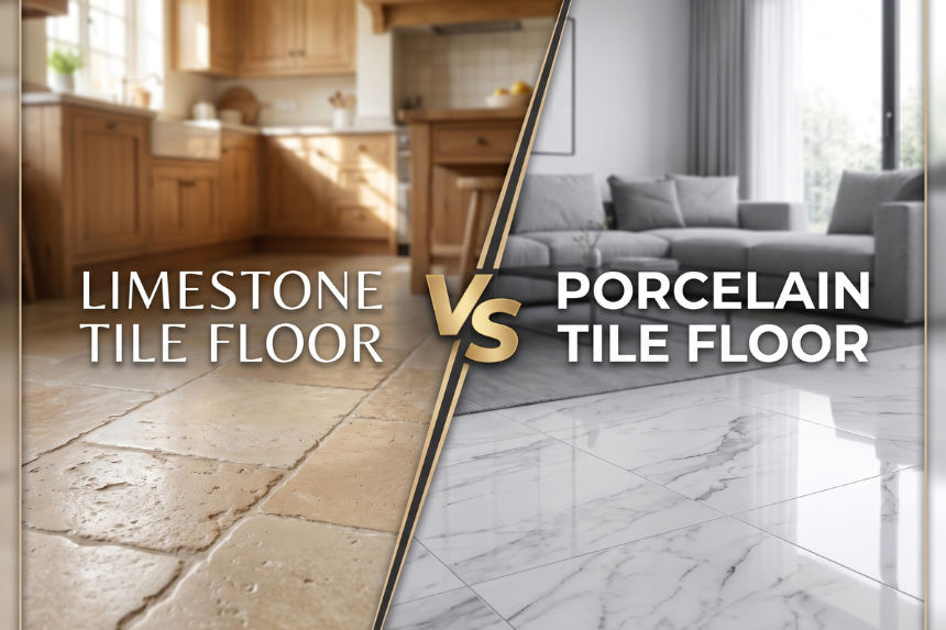 Limestone tile floor vs porcelain tile floor
